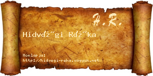 Hidvégi Réka névjegykártya